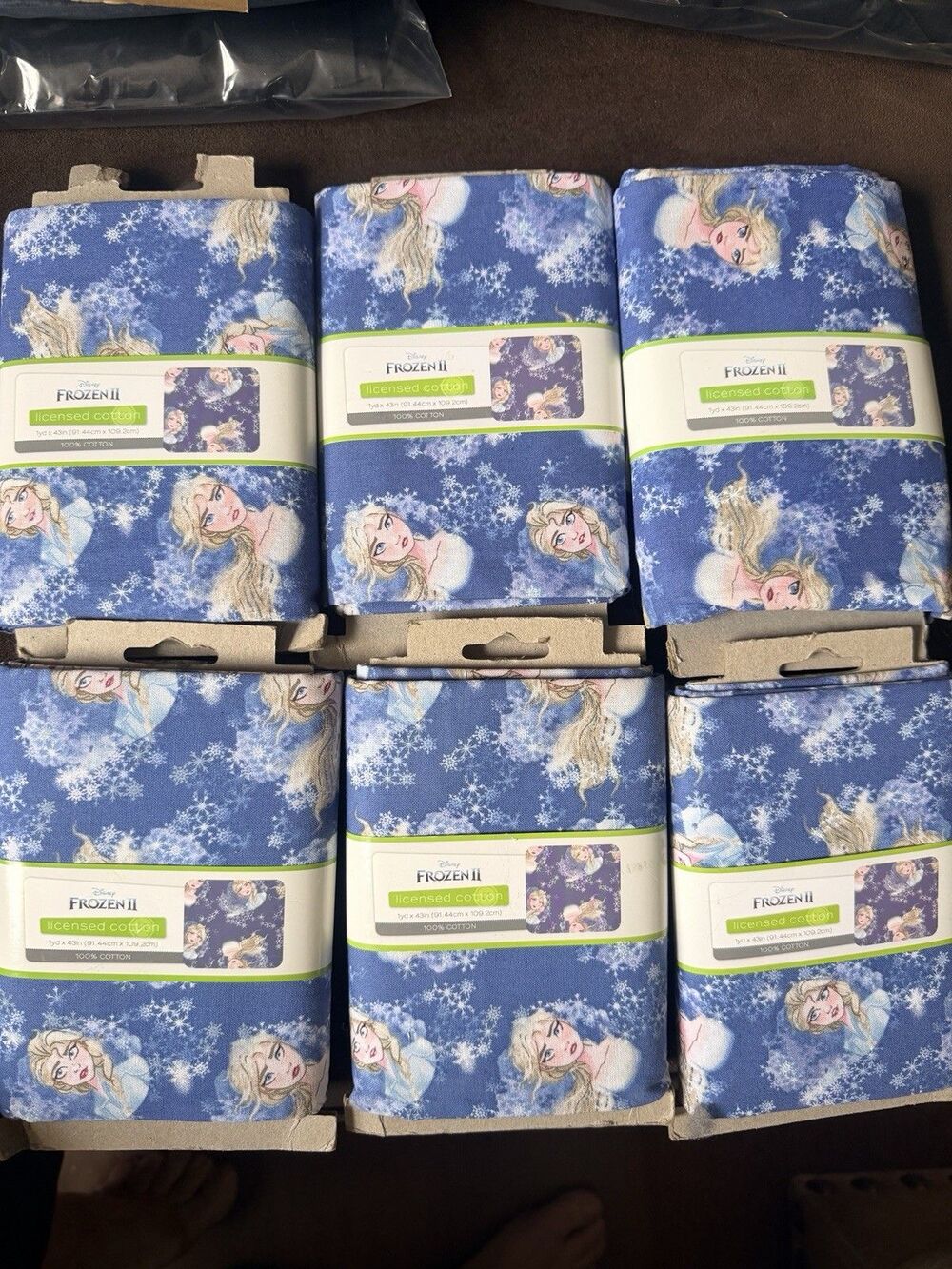 Disney Frozen 2 II Elsa Toss 6 pc One Yard 100% Cotton Fabric Precut 1yd x 43